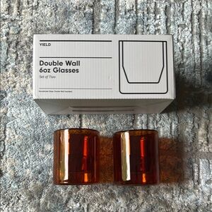 Amber Double Wall 6oz Glasses Set of Three